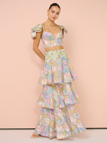 Aqua Blu Florence Maxi Skirt in Brindle Print