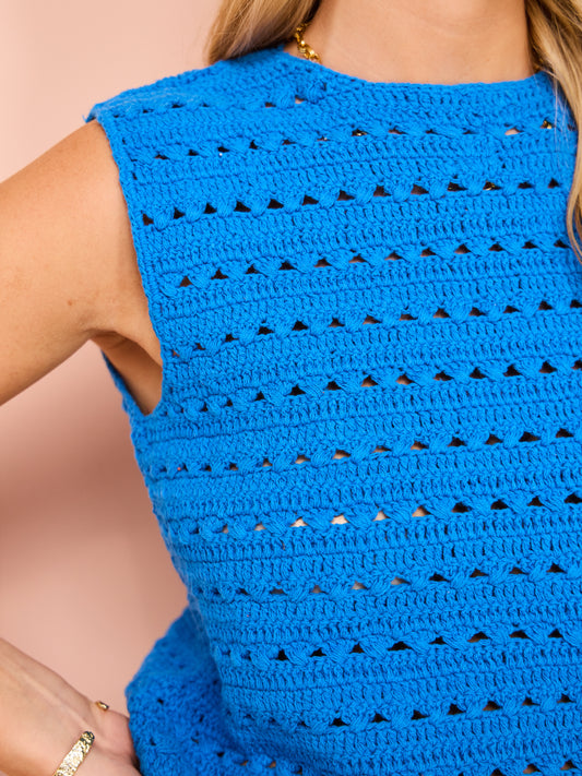 Kinney Laura Crochet Top in Blue