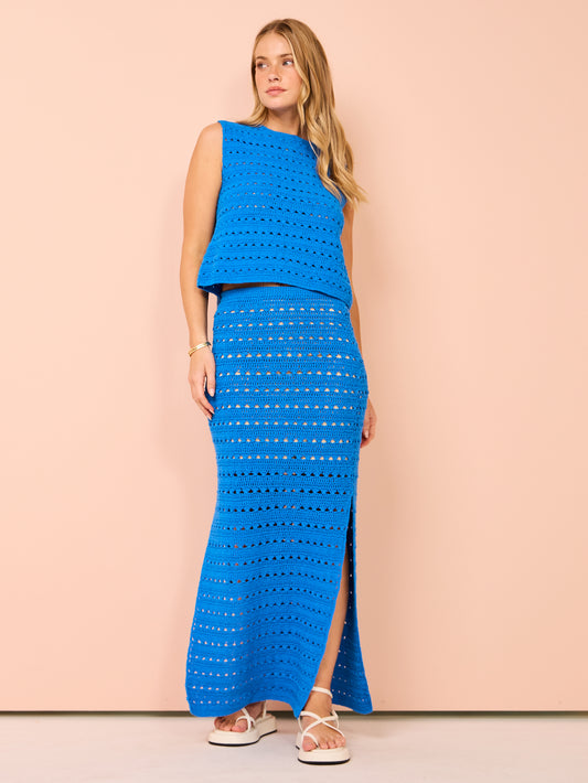 Kinney Laura Crochet Skirt in Blue