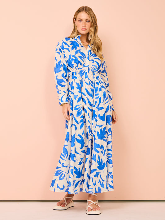 Kinney Isla Shirt Dress in Mosaic Blue