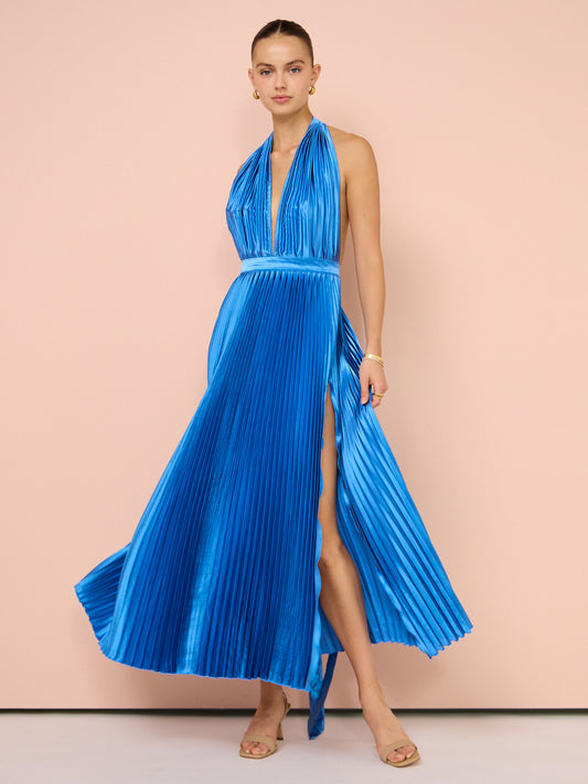 Lidee Modernist Split Gown in Mediterranean Blue