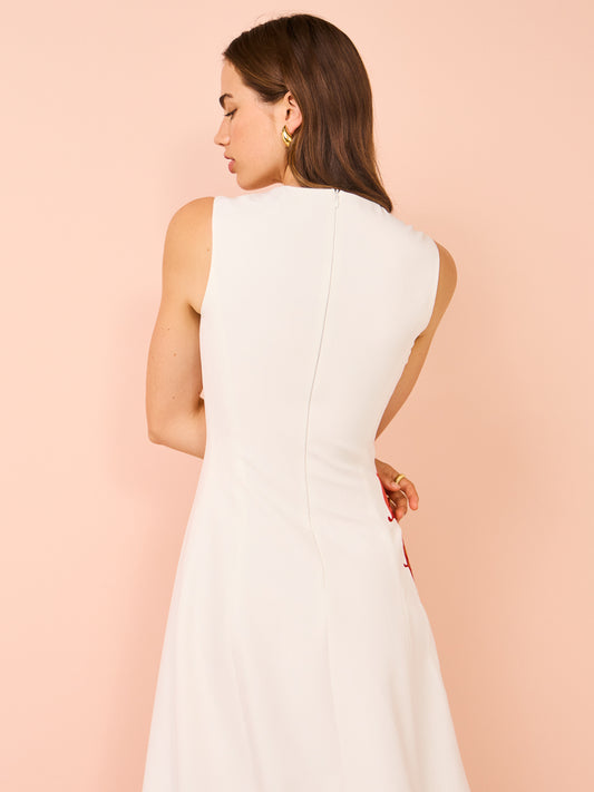Leo Lin Cleo Sleeveless Embroidery Midi Dress in Twilight Print in White Coco & Lola Leo Lin Cleo Sleeveless Embroidery Midi Dress in Twilight Print in White Coco & Lola