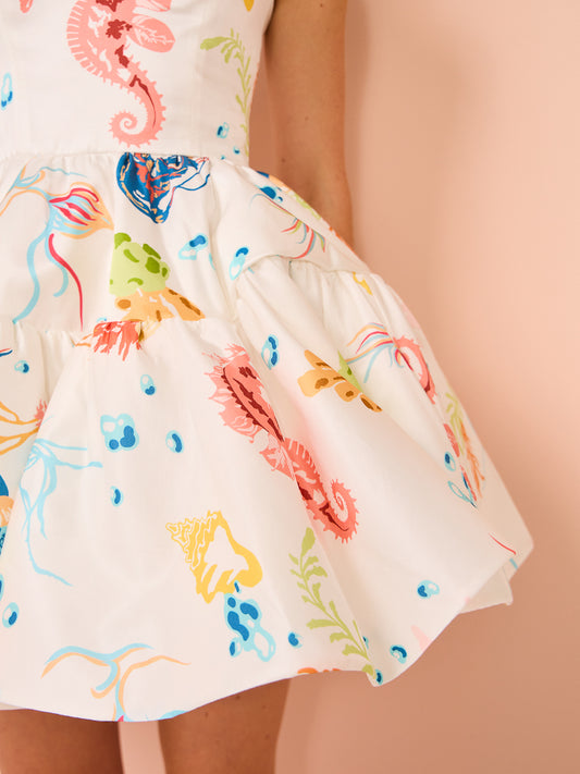 Leo Lin Kaylee Structured Mini Dress in Twilight Print in White Coco & Lola Leo Lin Kaylee Structured Mini Dress in Twilight Print in White Coco & Lola