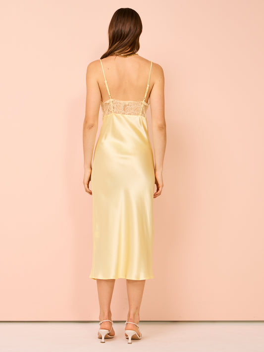 Maison Essentiele Talisa Midi Dress in Pale Yellow Coco & Lola Maison Essentiele Talisa Midi Dress in Pale Yellow Coco & Lola