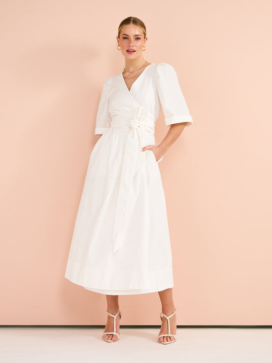 Mon Renn East Midi Dress in White
