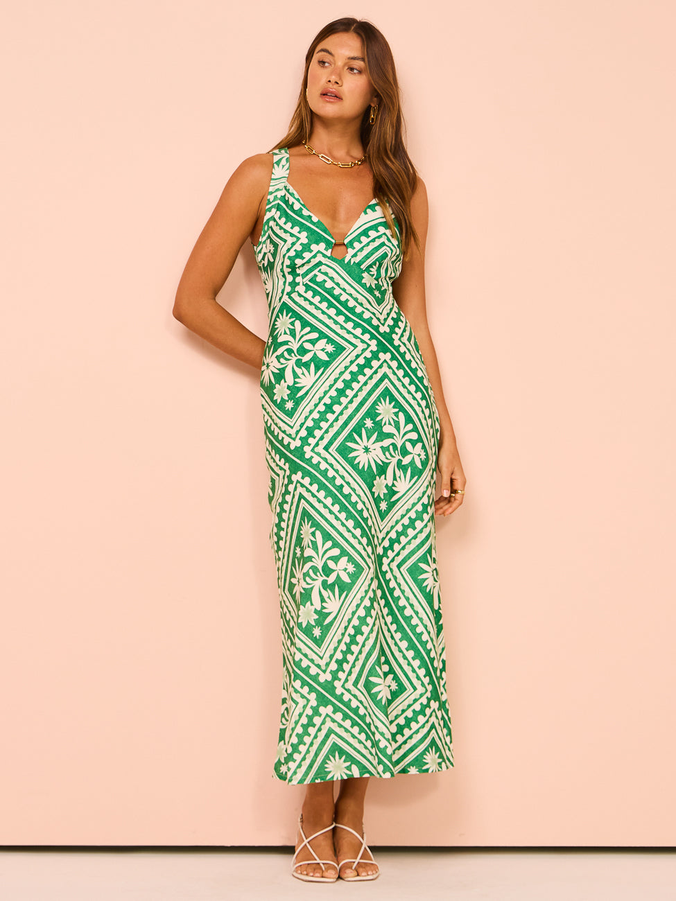 Mon Renn Losas Midi Dress in Emerald Tile – Coco & Lola
