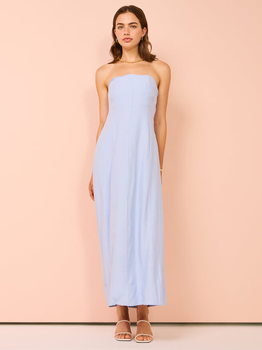 Mon Renn Oyster Midi Dress in Powder Blue