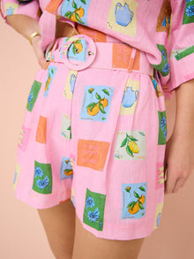 Palm Noosa Rummy Shorts in Pink Emblem