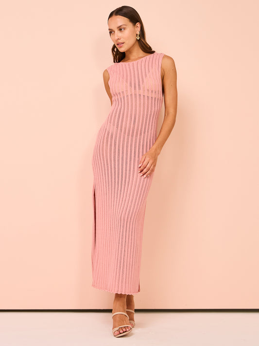 Peony Pointelle Maxi Dress in Rose