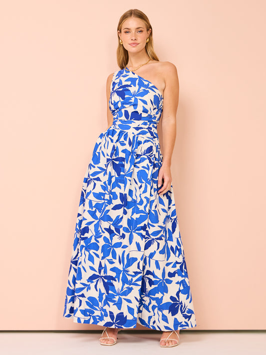 Shona Joy Bleue Asymmetrical Cut Out Maxi Dress in Ivory/Aqua Coco & Lola Shona Joy Bleue Asymmetrical Cut Out Maxi Dress in Ivory/Aqua Coco & Lola