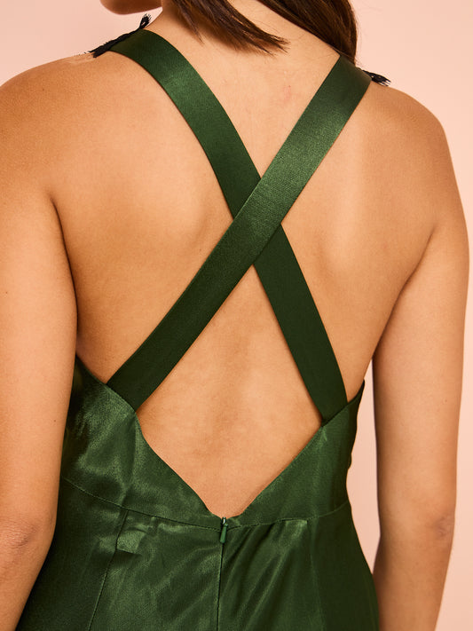 Shona Joy Camille Lace Cross Back Midi Dress in Fern/Black Coco & Lola Shona Joy Camille Lace Cross Back Midi Dress in Fern/Black Coco & Lola