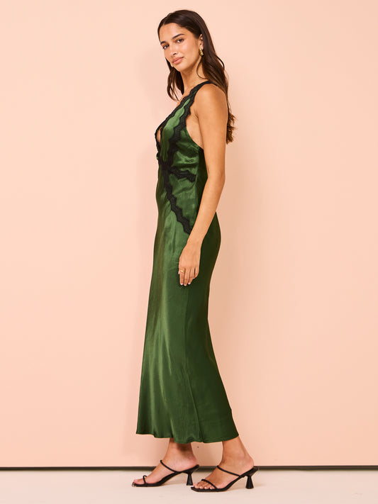 Shona Joy Camille Lace Cross Back Midi Dress in Fern/Black Coco & Lola Shona Joy Camille Lace Cross Back Midi Dress in Fern/Black Coco & Lola