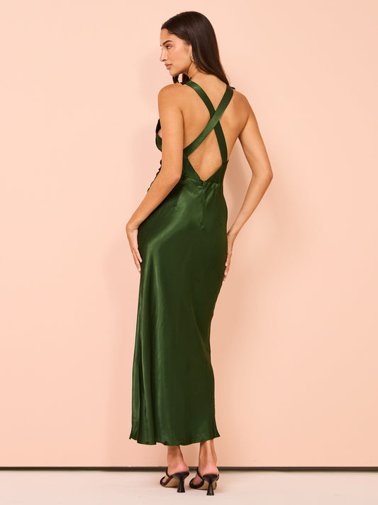 Shona Joy Camille Lace Cross Back Midi Dress in Fern/Black Coco & Lola Shona Joy Camille Lace Cross Back Midi Dress in Fern/Black Coco & Lola