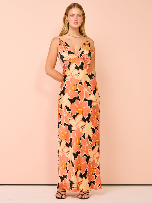 Shona Joy Rosa Silk Plunged Double Strap Maxi Dress in Coral Pink/Multi – Coco & Lola Shona Joy Rosa Silk Plunged Double Strap Maxi Dress in Coral Pink/Multi – Coco & Lola