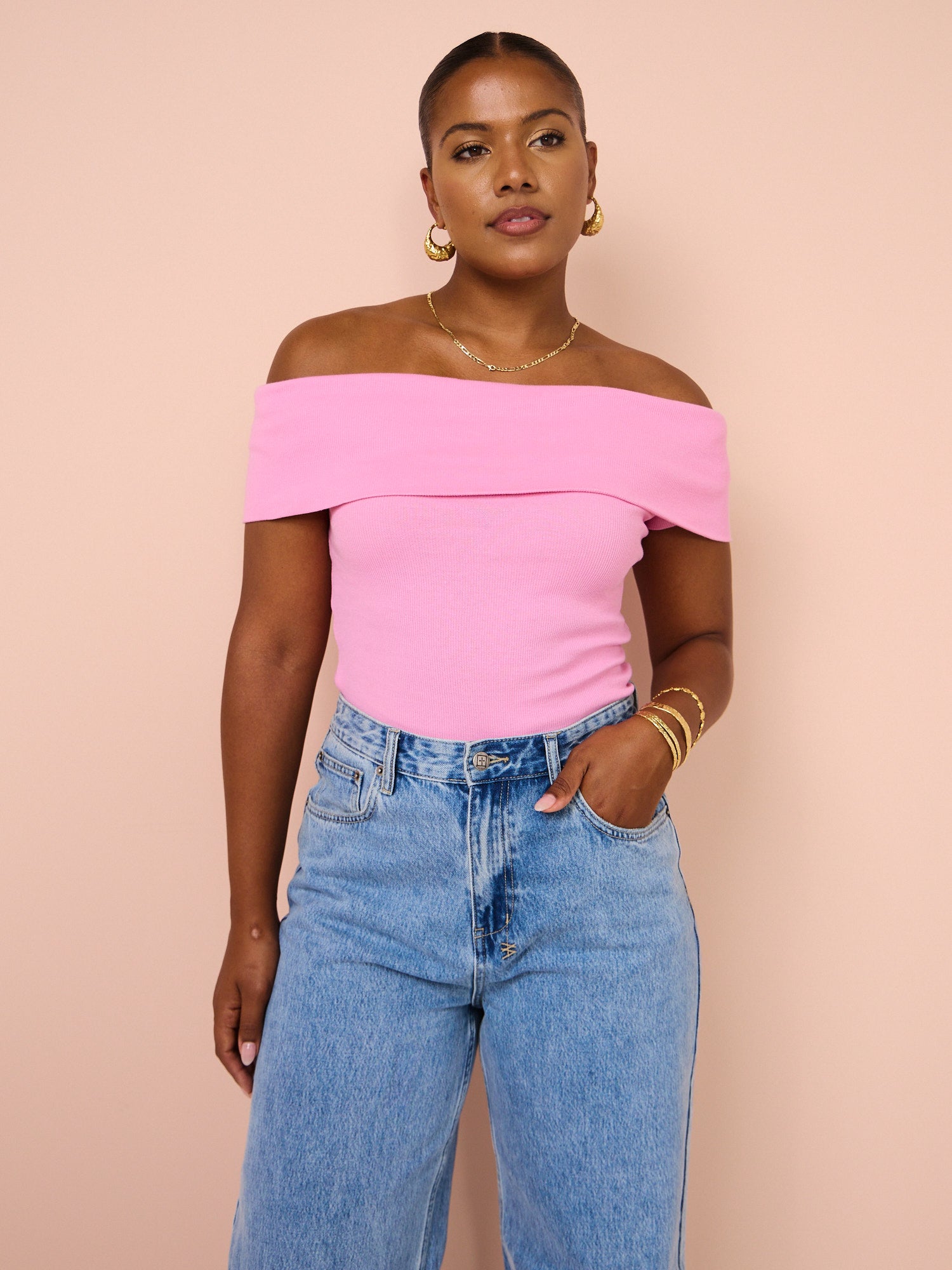 トップス ANDMARY Heart point tops pink ANDMARY】Heart point tops