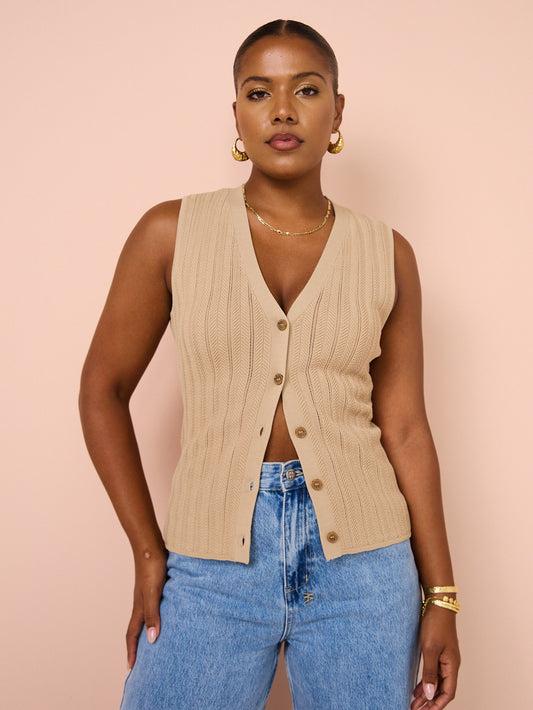 Viktoria & Woods Plaza Vest in Tan