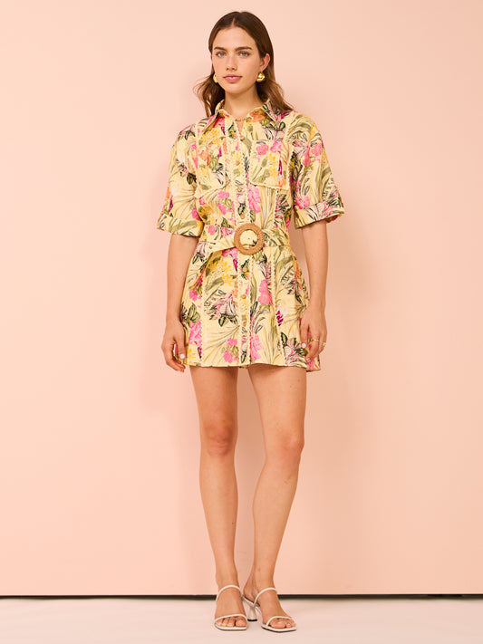 Significant Other Lark Mini Dress in Honey Botanical Coco & Lola Significant Other Lark Mini Dress in Honey Botanical Coco & Lola