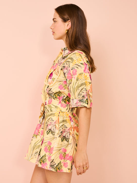 Significant Other Lark Mini Dress in Honey Botanical Coco & Lola Significant Other Lark Mini Dress in Honey Botanical Coco & Lola