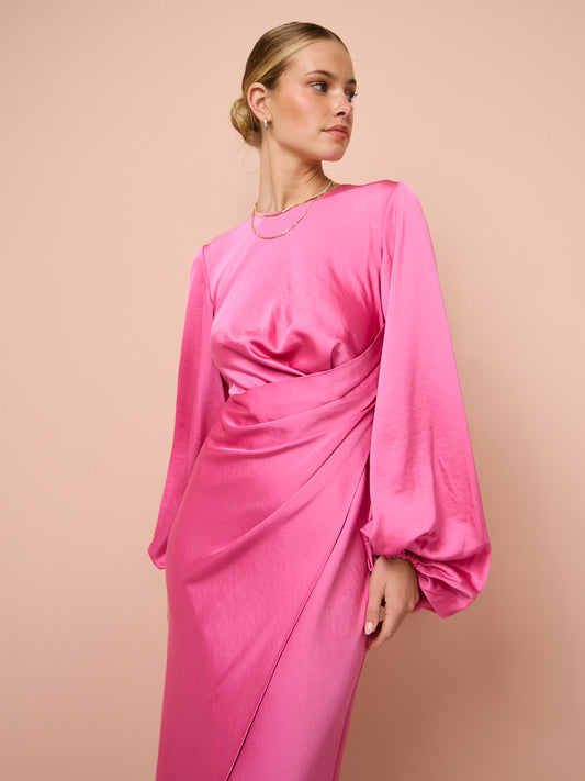 Significant Other Lara Long Sleeve Dress in Pop Pink