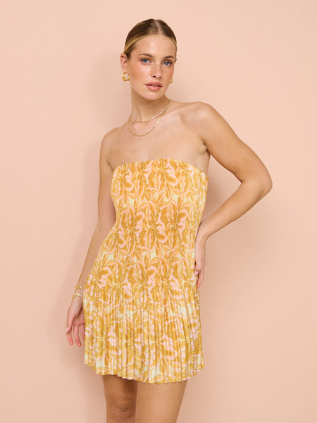 kiada mini dress Significant Other Kiara Mini Dress in Gold Lotus – Coco & Lola