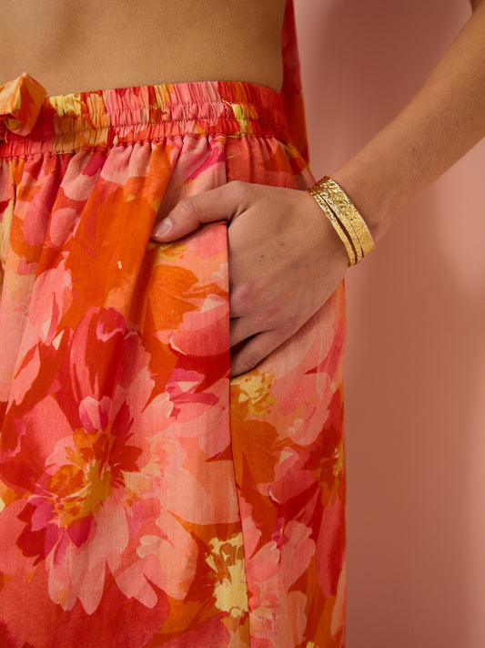 Sofia The Label Ella Wide Leg Pants in Red & Pink Floral