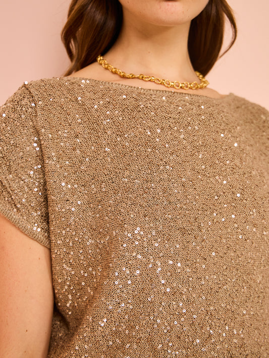 Sovere Gleam Mini Dress in Brushed Gold