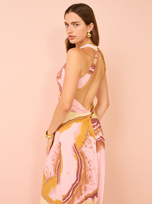 Sovere Molten Maxi Dress in Pink