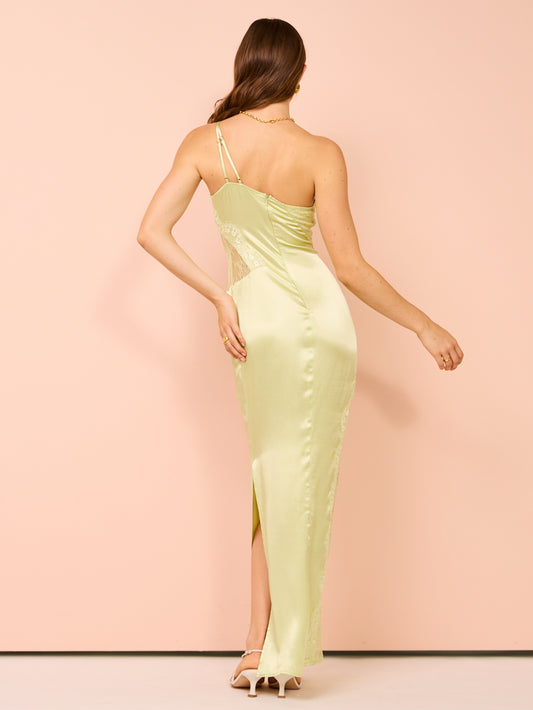 Suboo Nicky One Shoulder Maxi Dress in Celery Green Coco & Lola Suboo Nicky One Shoulder Maxi Dress in Celery Green Coco & Lola