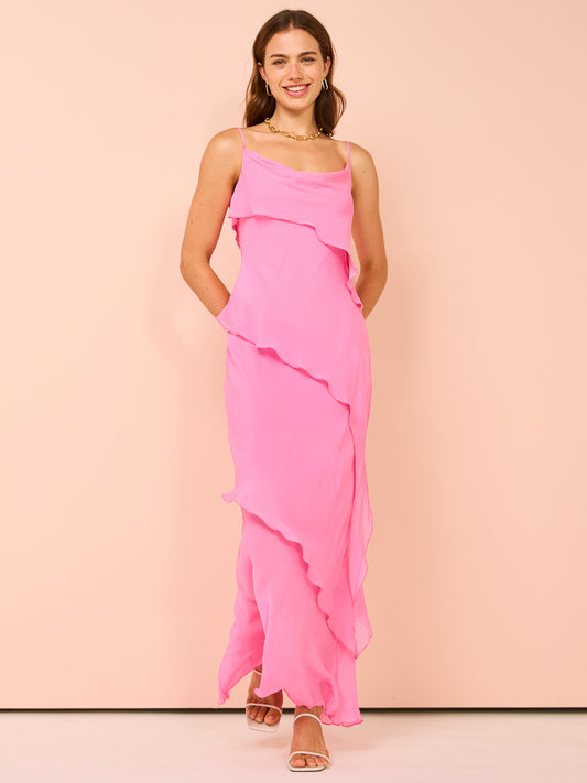 Suboo Tanya Strappy Cowl Neck Maxi Dress in Rose