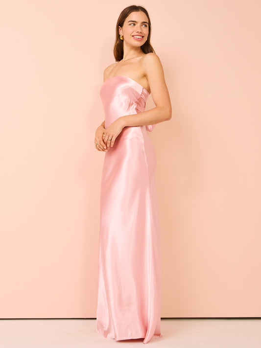 Third Form Satin Tie Back Strapless Maxi Dress in Fairy Floss – Coco & Lola
