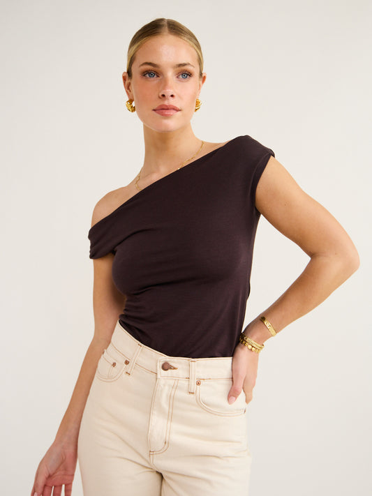 Dominique Healy Vera Top in Espresso Merino