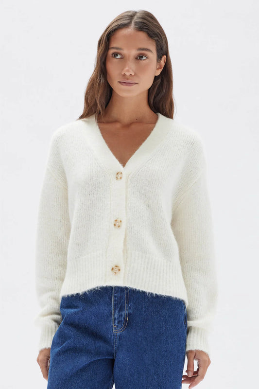 Assembly Label Evi Wool Knit Cardigan in Cream