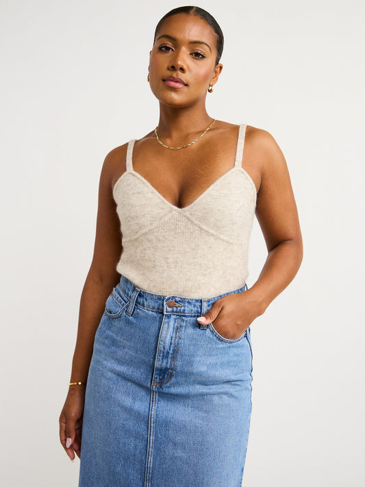 Friends with Frank The Agnes Knitted Tank in Oatmeal Marle