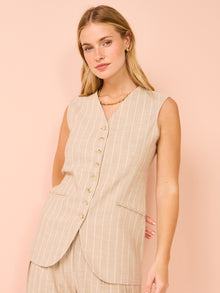 Friends with Frank Gabriel Vest in Oat Stripe