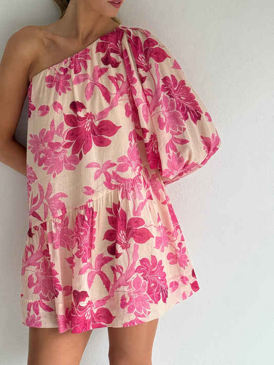 By Nicola Vita Off Shoulder Mini Dress in Potpourri