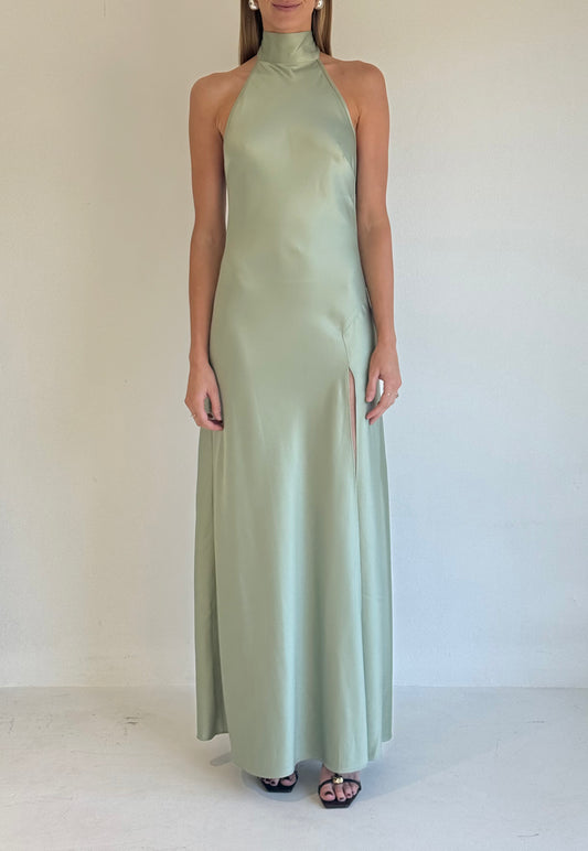 By Nicola Esme Halter Maxi Dress in Pistachio Coco & Lola By Nicola Esme Halter Maxi Dress in Pistachio Coco & Lola
