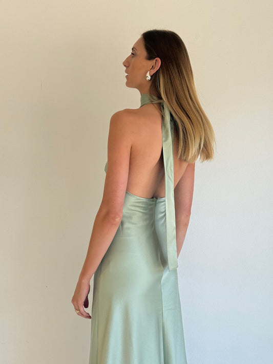 By Nicola Esme Halter Maxi Dress in Pistachio Coco & Lola By Nicola Esme Halter Maxi Dress in Pistachio Coco & Lola