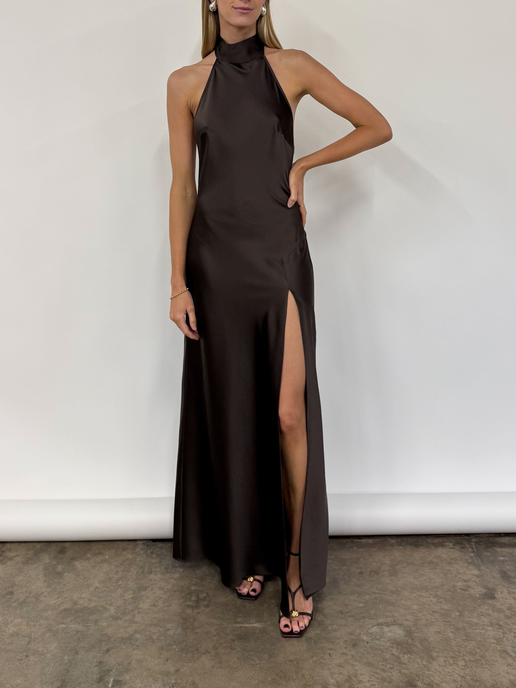 By Nicola Esme Maxi Dress in Chocolate Coco & Lola