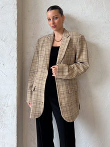 Isabelle Quinn Karla Blazer in Almond Plaid