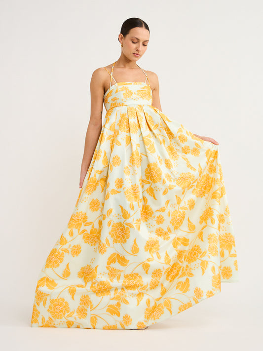 Leo Lin Marguerite Maxi Dress in Anemone Print in Ginger