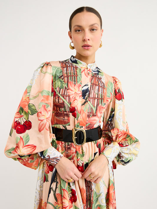 Leo Lin Nellie Midi Dress in Azalea Print in Fortune