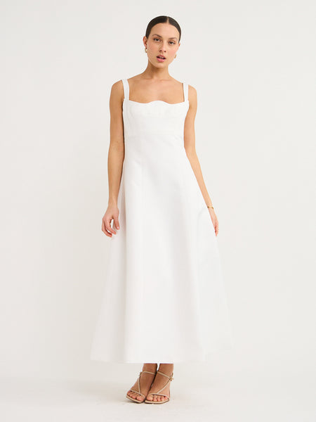 Leo Lin Odette Midi Dress in Snow Coco & Lola Leo Lin Odette Midi Dress in Snow Coco & Lola