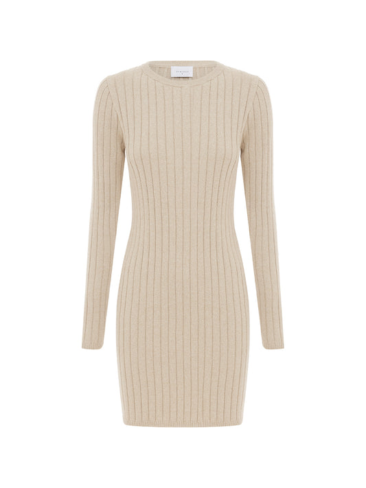 By Nicola Moon Mini Knitted Dress in Beige Marle