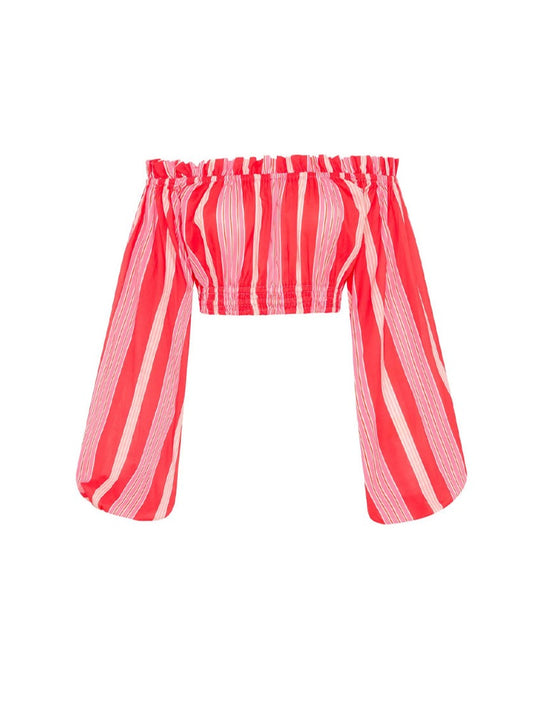 Palm Noosa Valencia Crop in Pink & Red Stripe