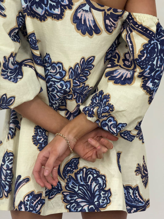 By Nicola Capri Mini Dress in Blue Paisley Coco & Lola By Nicola Capri Mini Dress in Blue Paisley Coco & Lola