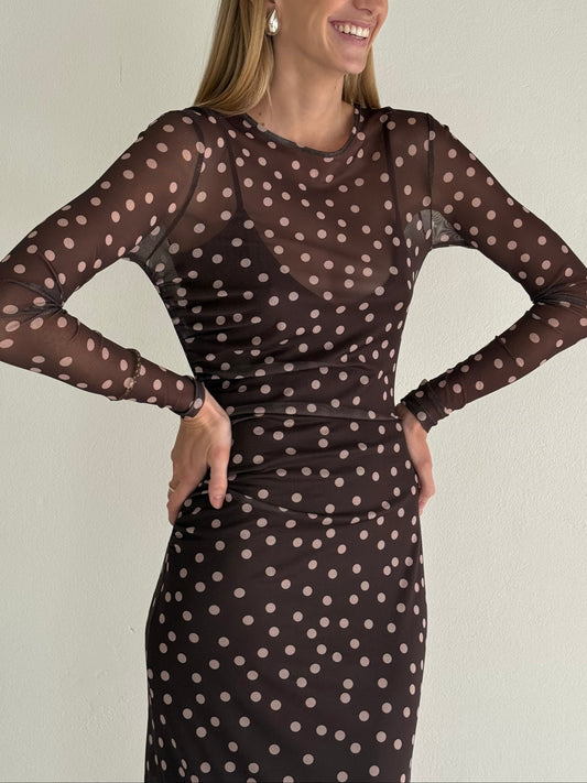 By Nicola Luca Maxi Dress in Chocolate Polka Coco & Lola By Nicola Luca Maxi Dress in Chocolate Polka Coco & Lola