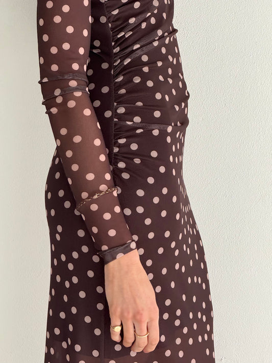 By Nicola Luca Maxi Dress in Chocolate Polka Coco & Lola By Nicola Luca Maxi Dress in Chocolate Polka Coco & Lola