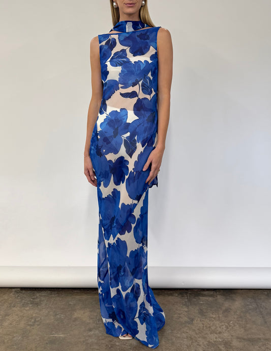 By Nicola Juno Maxi Dress in Blue Petal