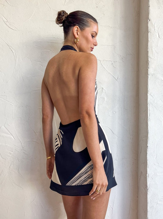 Sir Realisme Wrap Halter Mini Dress in Papier Coco & Lola Sir Realisme Wrap Halter Mini Dress in Papier Coco & Lola