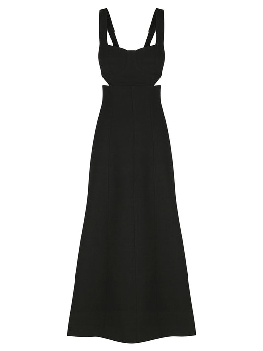 Shona Joy Amura Bustier Midi Dress in Black